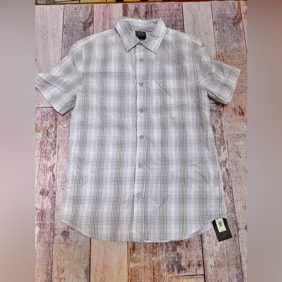 Armani Exchange A/X plaid short sleeve shirt size M NWT‎ - Picture 1 of 10